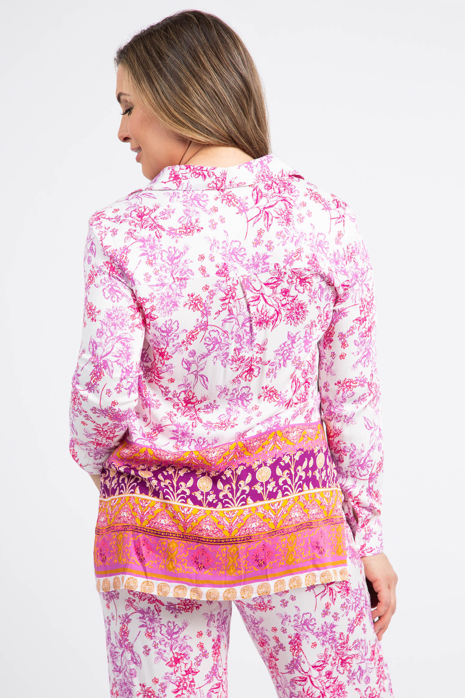 Printed Challis Button-Up Blouse Image 4